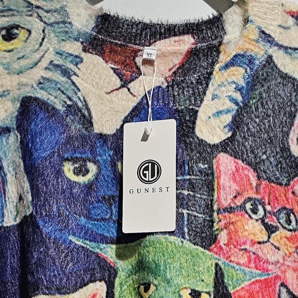 Gunest Colorful Cat Pattern Sweater - Picture 2 of 5